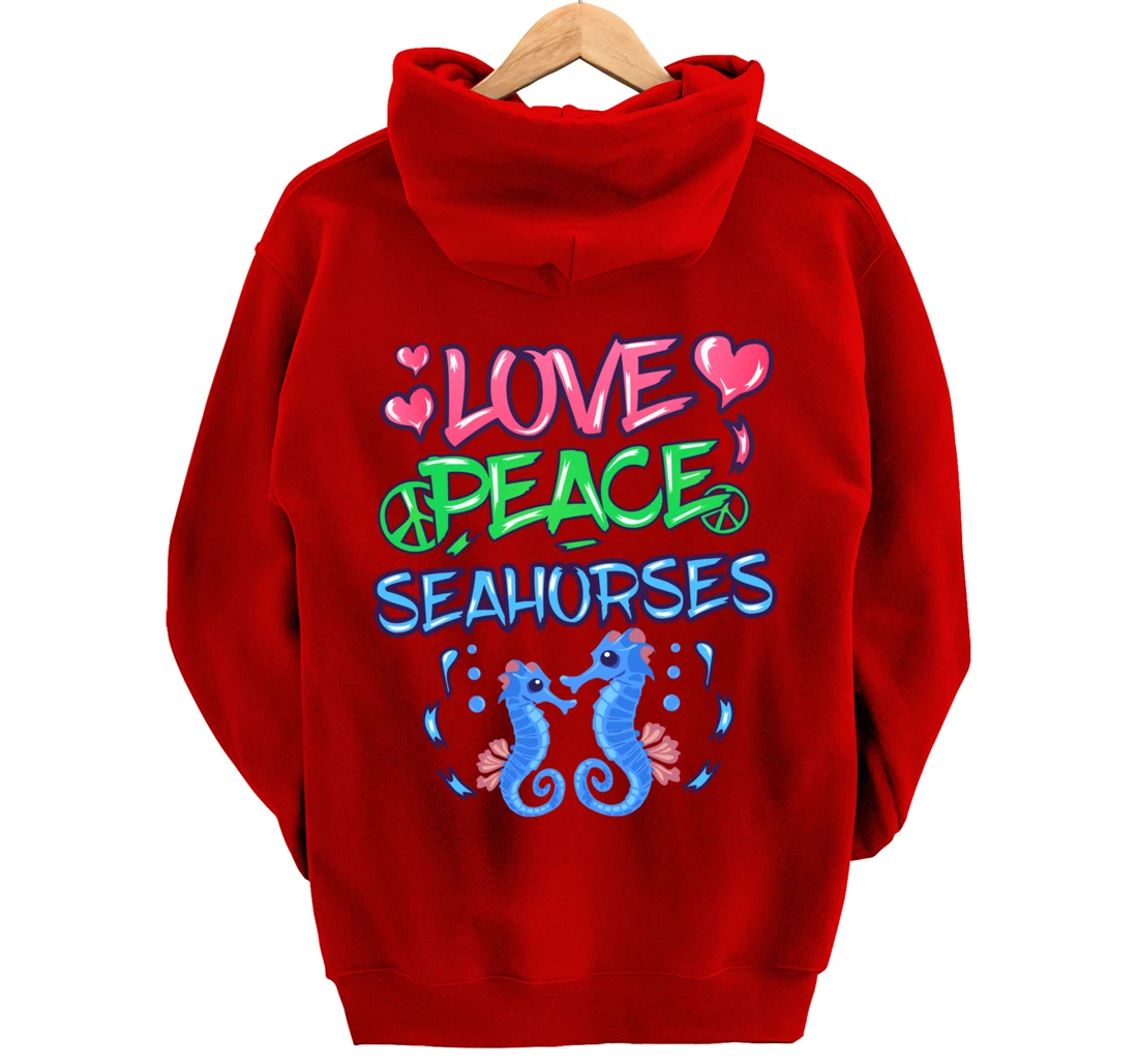 Love Peace Seahorses Clothes Art Outfit Gift Seahorse Pullover Hoodie