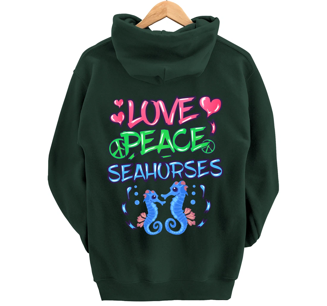 Love Peace Seahorses Clothes Art Outfit Gift Seahorse Pullover Hoodie