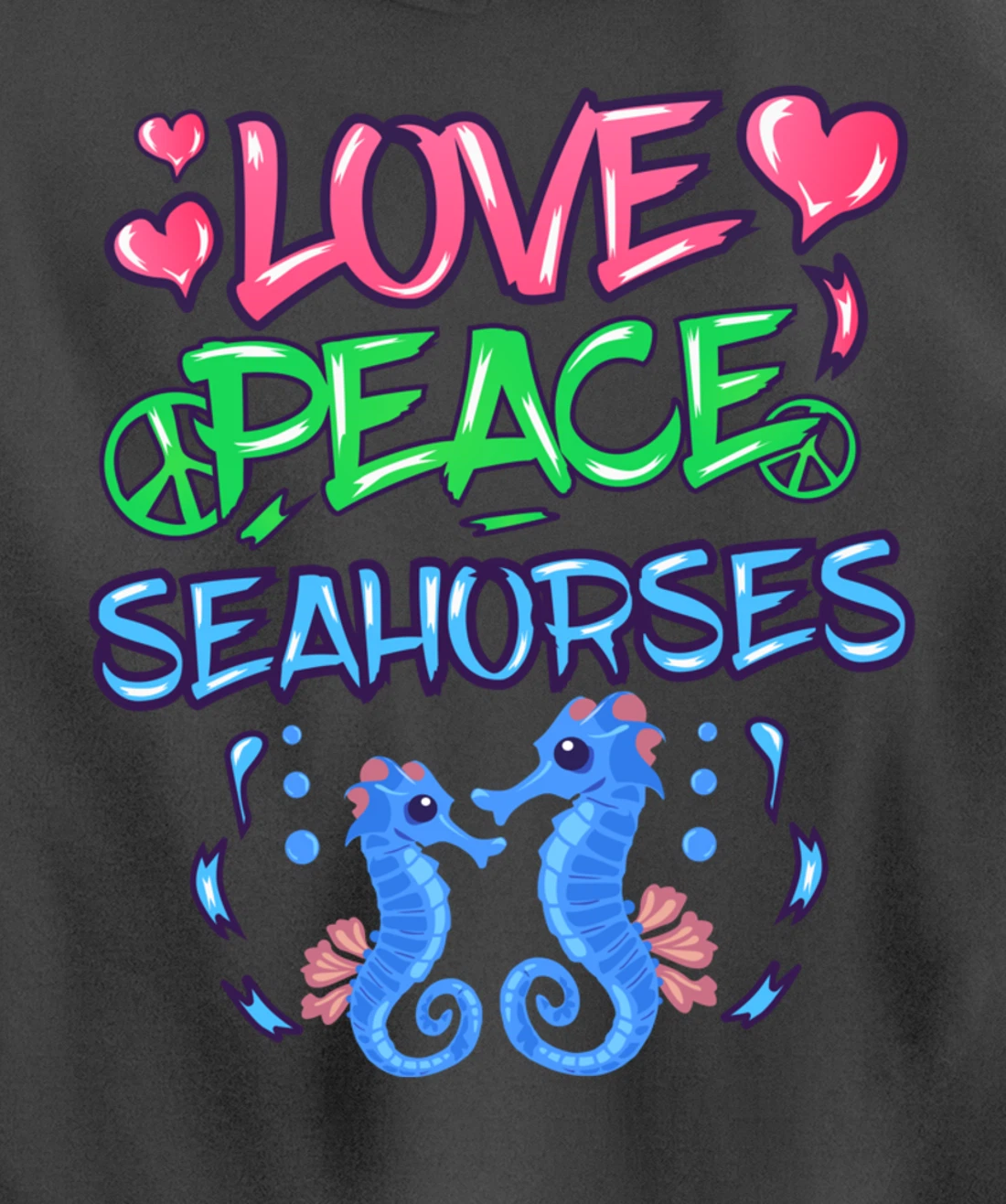 Love Peace Seahorses Clothes Art Outfit Gift Seahorse Pullover Hoodie