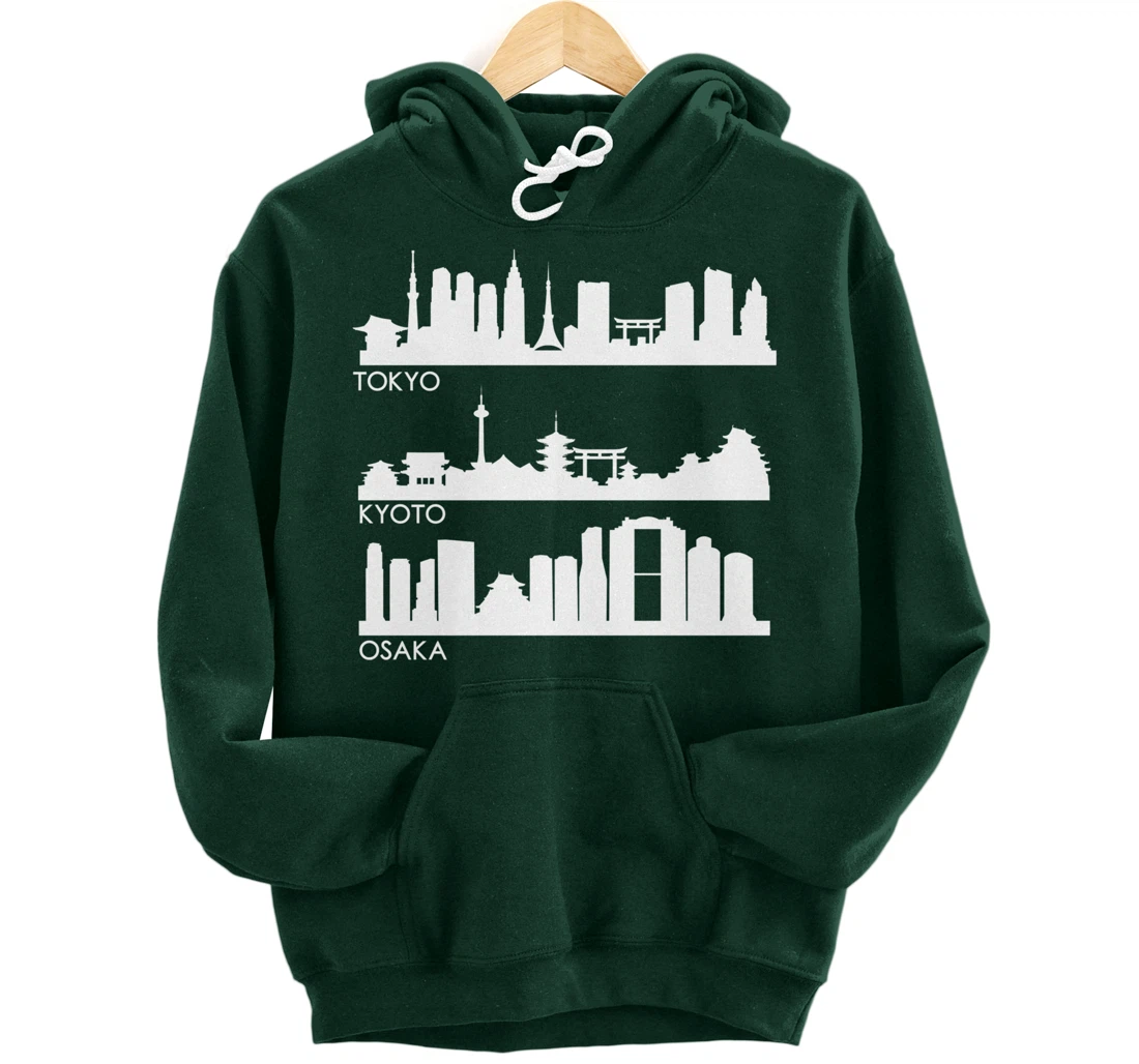 TOKYO OSAKA KYOTO, JAPAN CITIES SKYLINE Pullover Hoodie