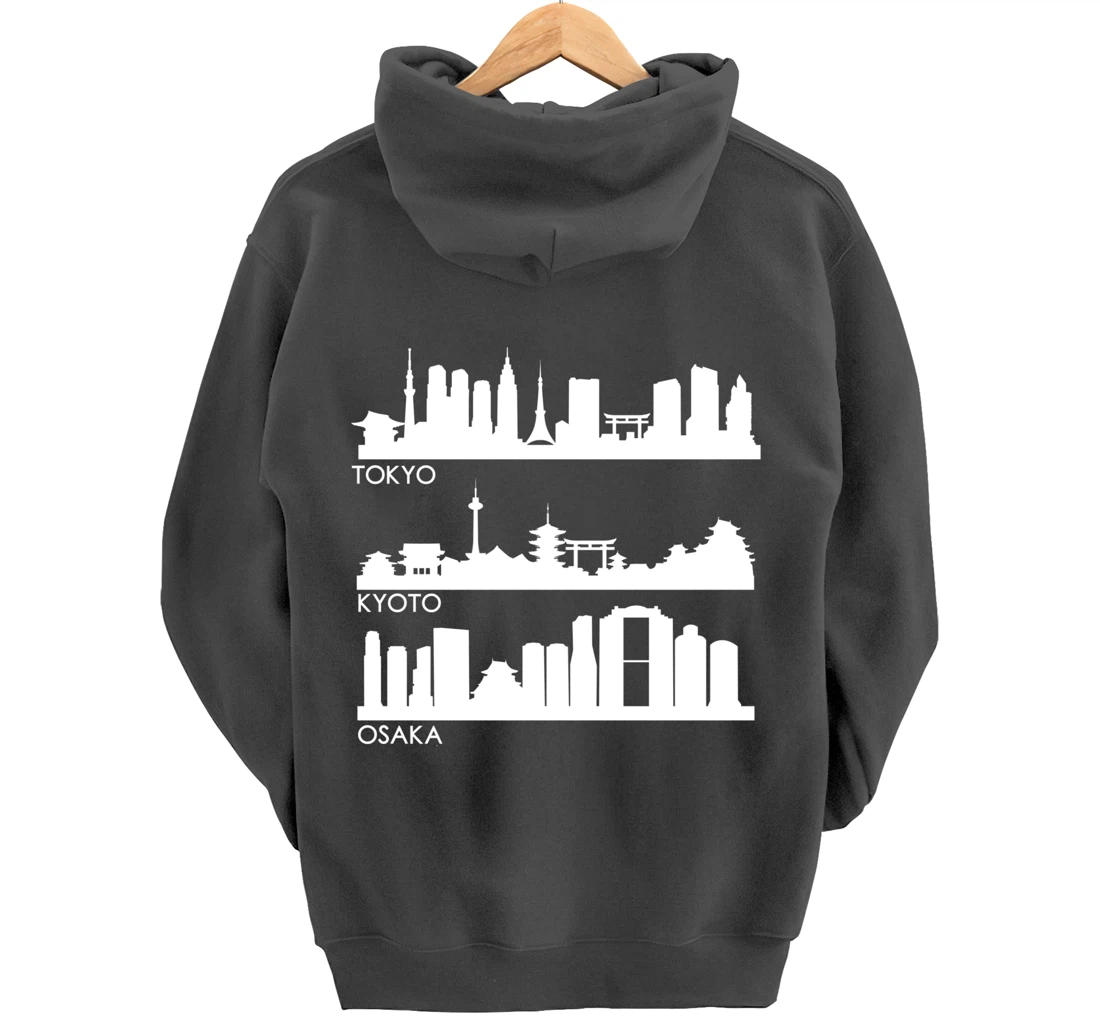 TOKYO OSAKA KYOTO, JAPAN CITIES SKYLINE Pullover Hoodie