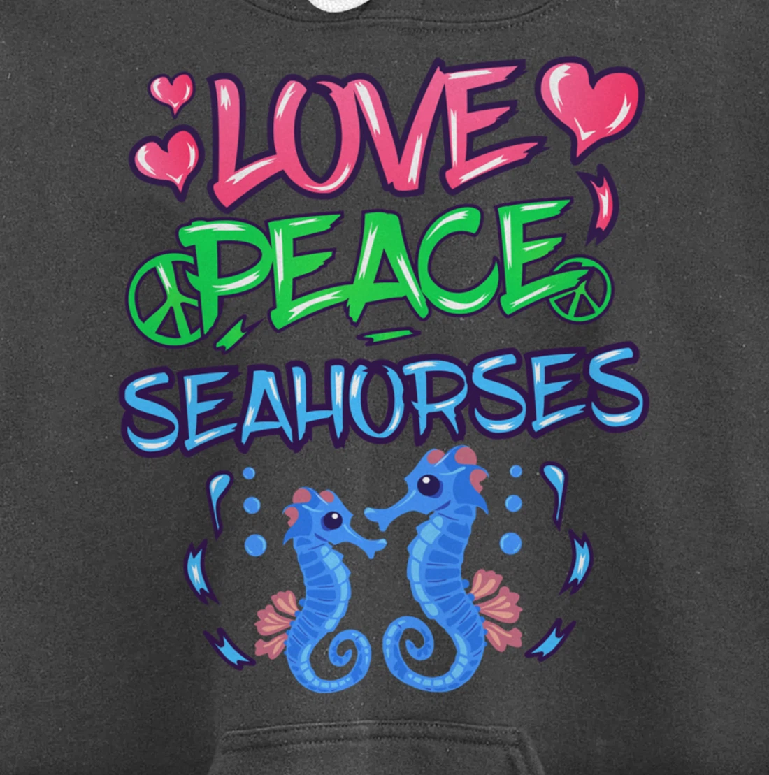Love Peace Seahorses Clothes Art Outfit Gift Seahorse Pullover Hoodie