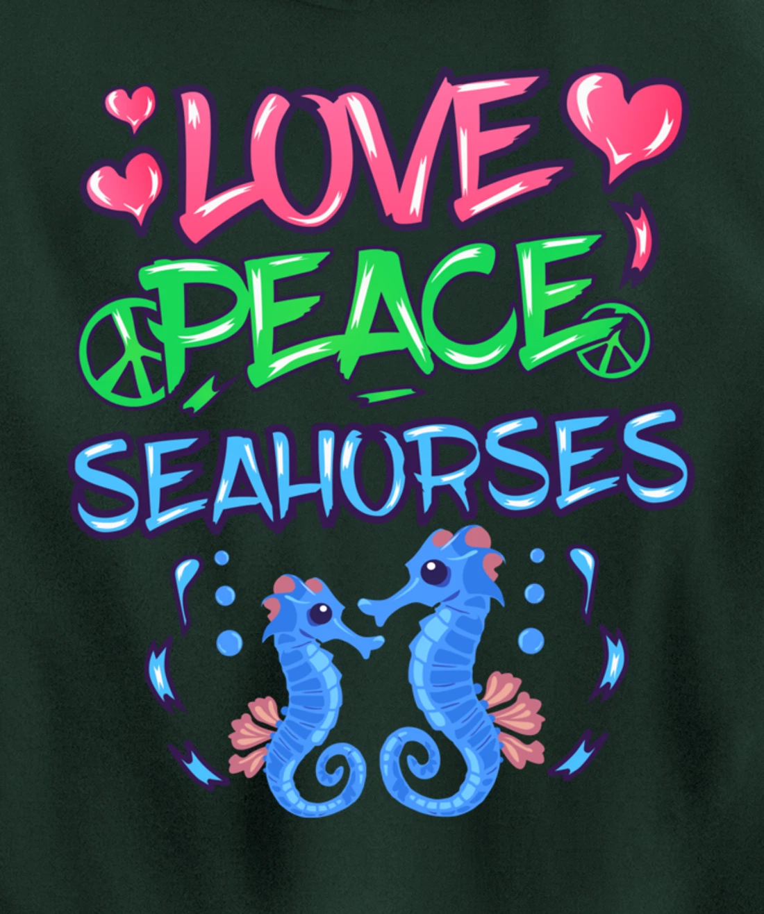 Love Peace Seahorses Clothes Art Outfit Gift Seahorse Pullover Hoodie