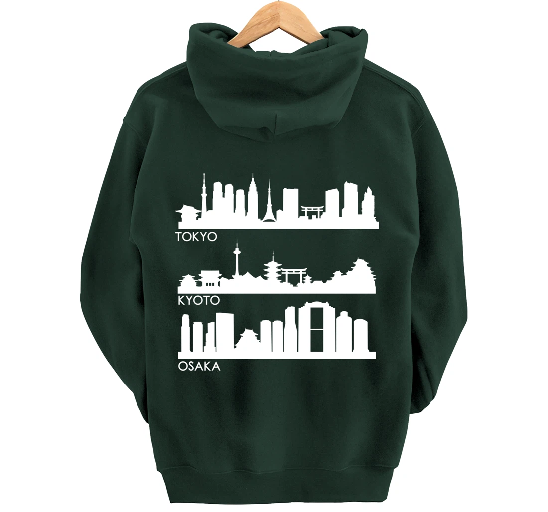 TOKYO OSAKA KYOTO, JAPAN CITIES SKYLINE Pullover Hoodie