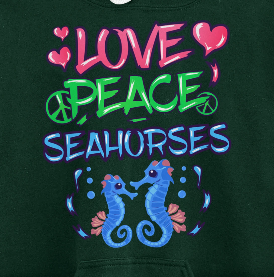 Love Peace Seahorses Clothes Art Outfit Gift Seahorse Pullover Hoodie