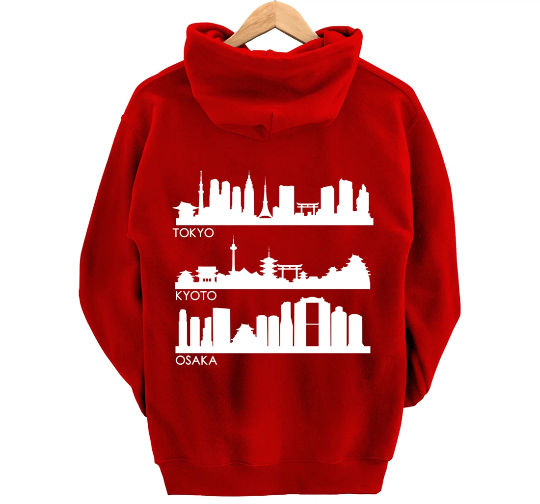 TOKYO OSAKA KYOTO, JAPAN CITIES SKYLINE Pullover Hoodie