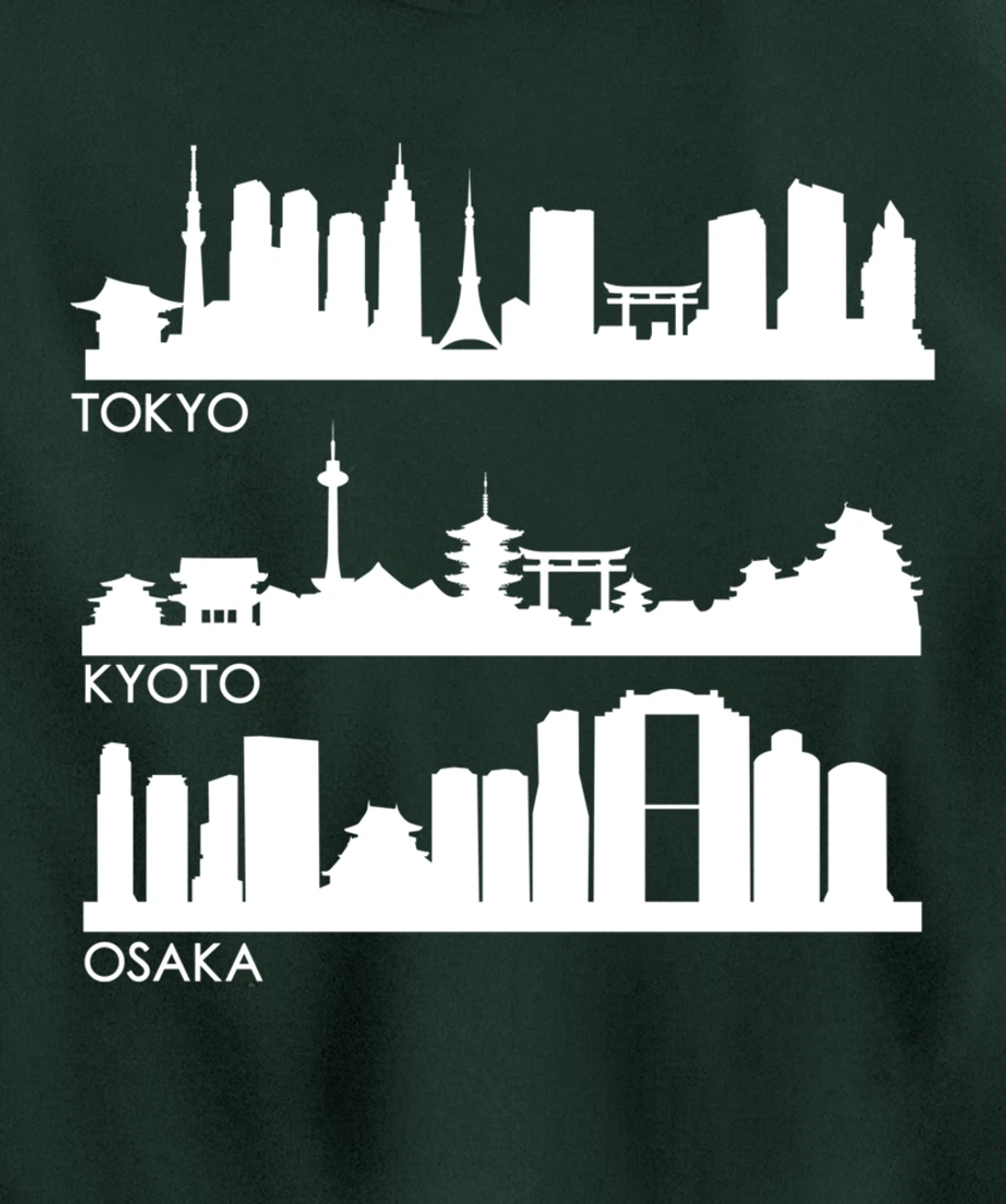 TOKYO OSAKA KYOTO, JAPAN CITIES SKYLINE Pullover Hoodie