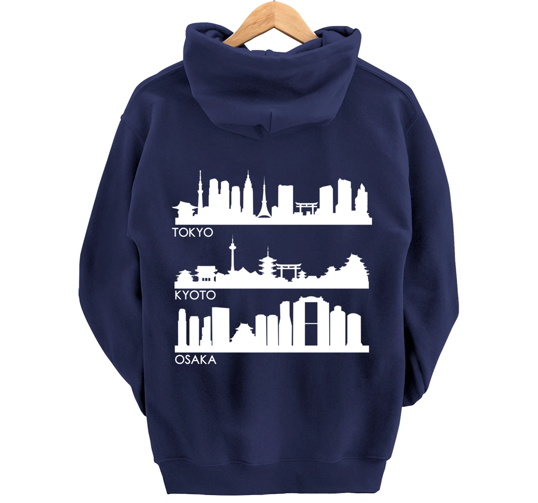 TOKYO OSAKA KYOTO, JAPAN CITIES SKYLINE Pullover Hoodie