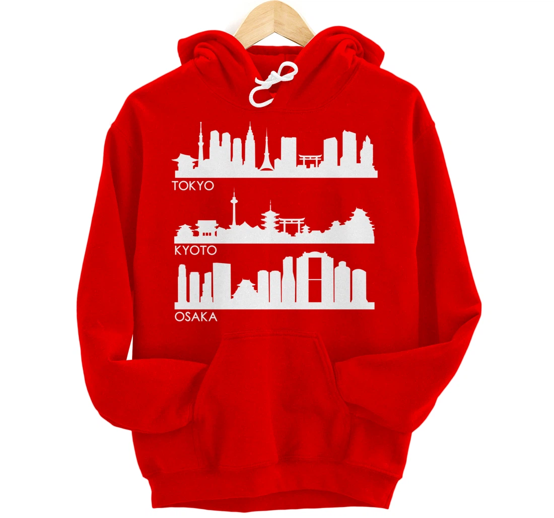 TOKYO OSAKA KYOTO, JAPAN CITIES SKYLINE Pullover Hoodie