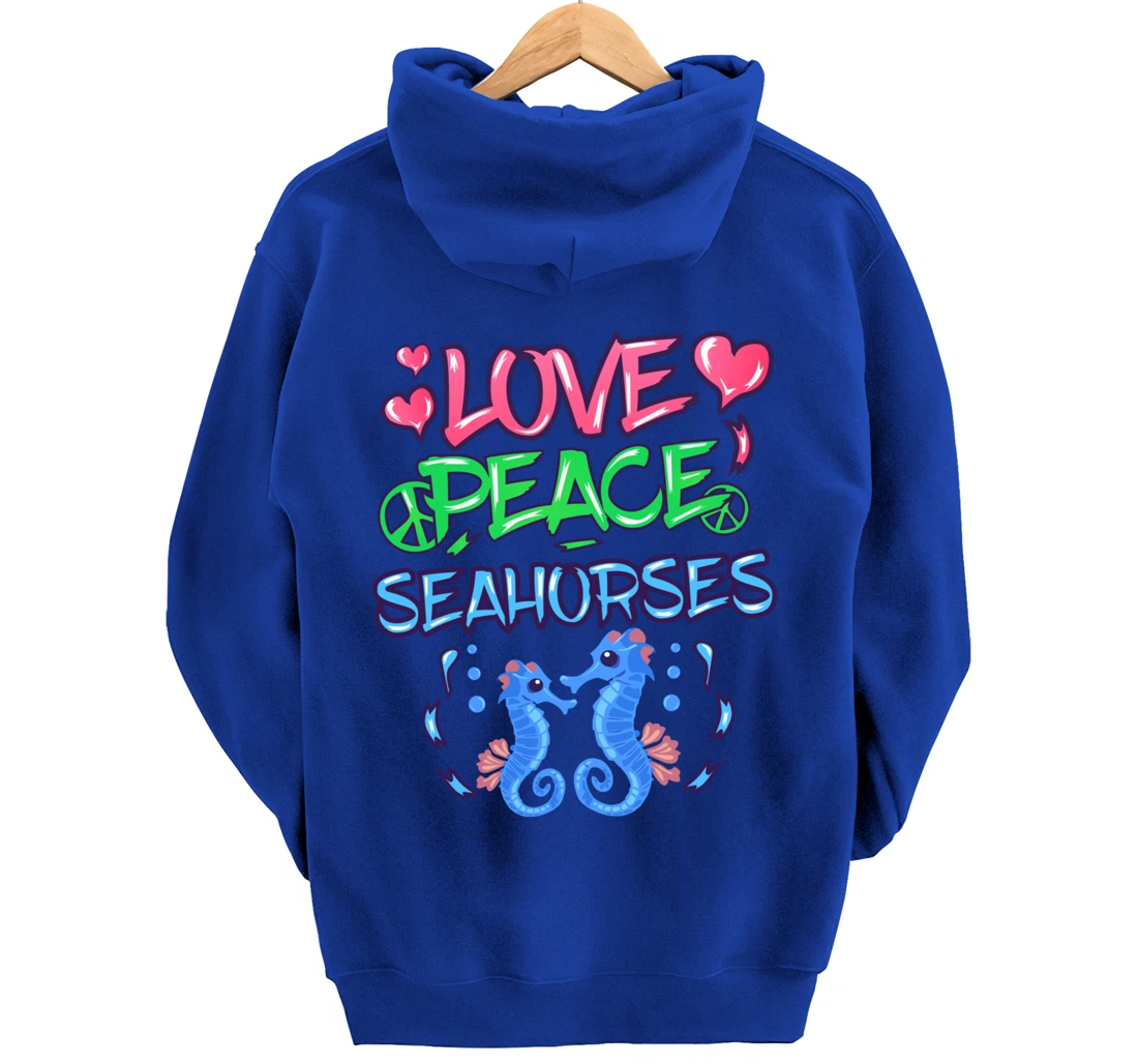 Love Peace Seahorses Clothes Art Outfit Gift Seahorse Pullover Hoodie