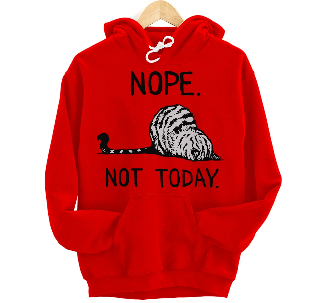 Lazy Cat Nope Not Today Funny Lazy Cat Tee For Cat Lovers Pullover Hoodie