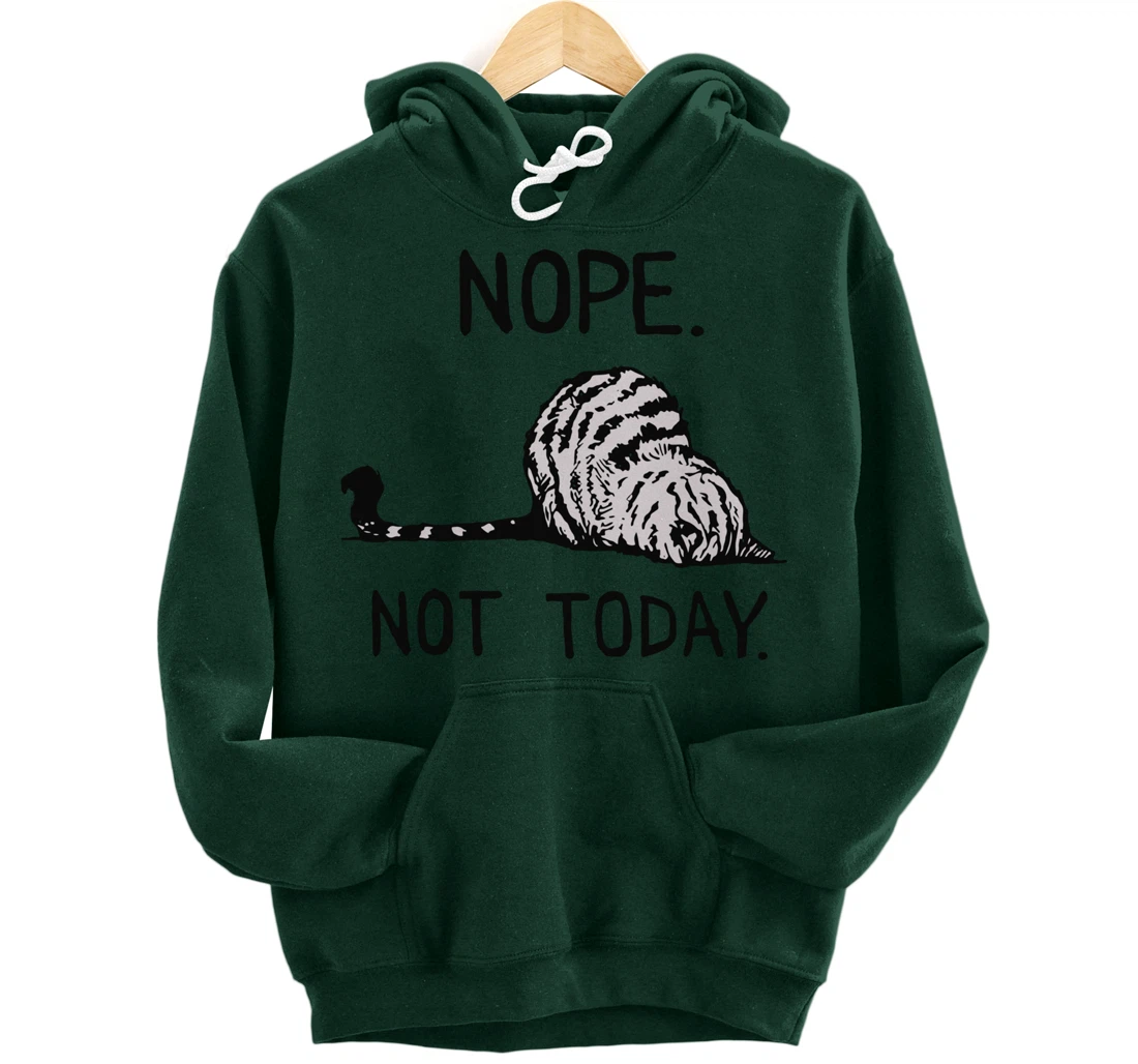 Lazy Cat Nope Not Today Funny Lazy Cat Tee For Cat Lovers Pullover Hoodie