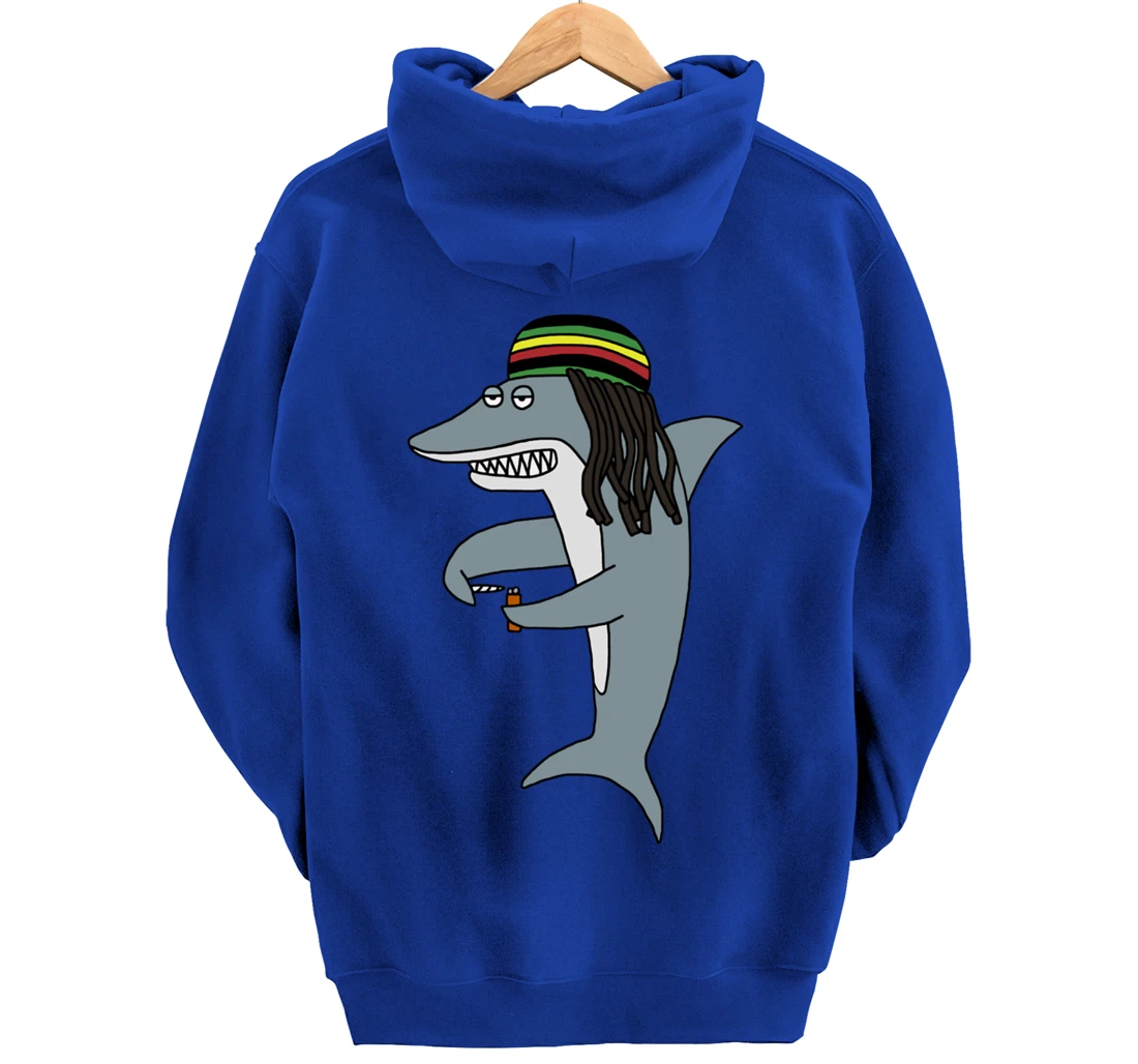 Reggae Shark Funny Dreadlock Rasta Pullover Hoodie