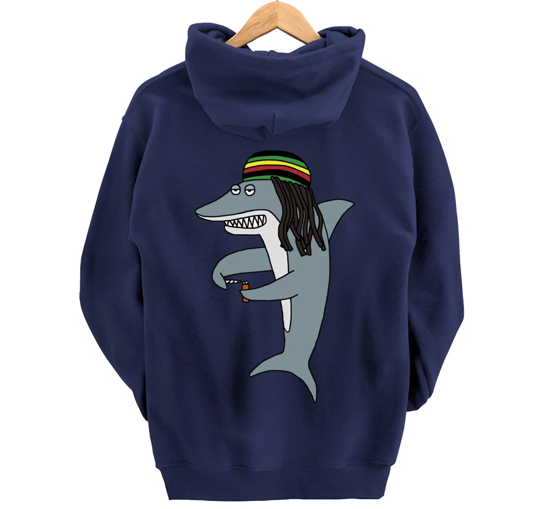 Reggae Shark Funny Dreadlock Rasta Pullover Hoodie