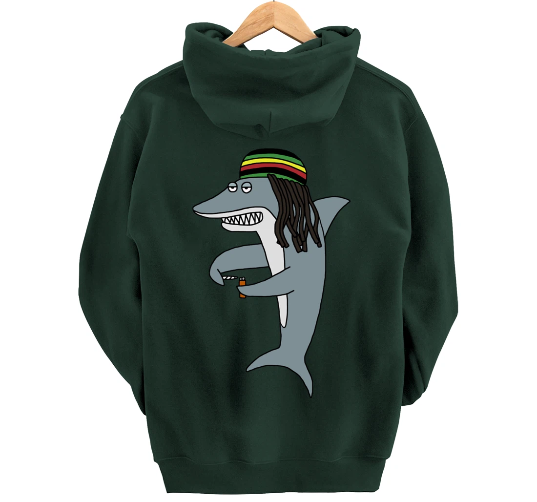 Reggae Shark Funny Dreadlock Rasta Pullover Hoodie