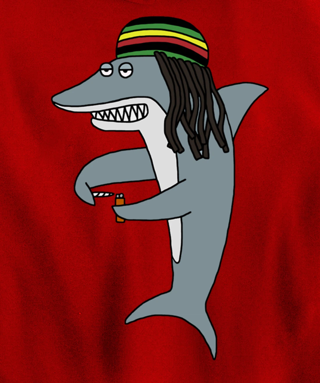Reggae Shark Funny Dreadlock Rasta Pullover Hoodie