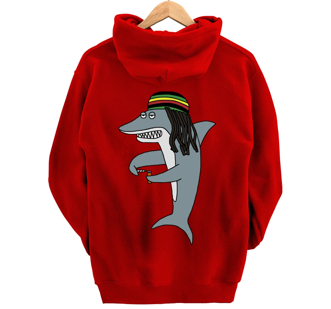 Reggae Shark Funny Dreadlock Rasta Pullover Hoodie
