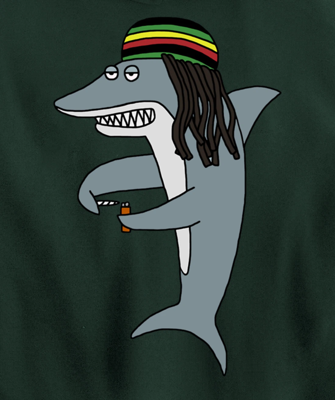 Reggae Shark Funny Dreadlock Rasta Pullover Hoodie