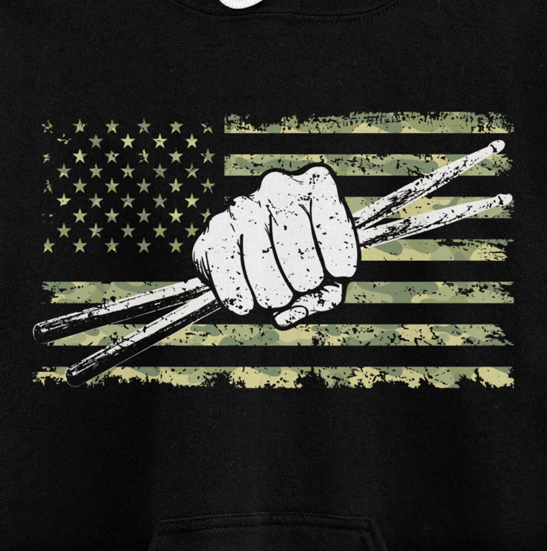 Drumsticks Drummer Drumset Drums Percussionist Drum USA Flag Pullover Hoodie