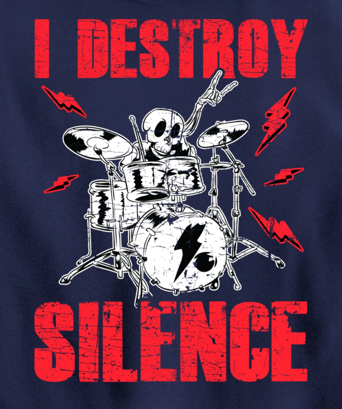 Funny I Destroy Silence Drummer Awesome Drumming Musician Pullover Hoodie