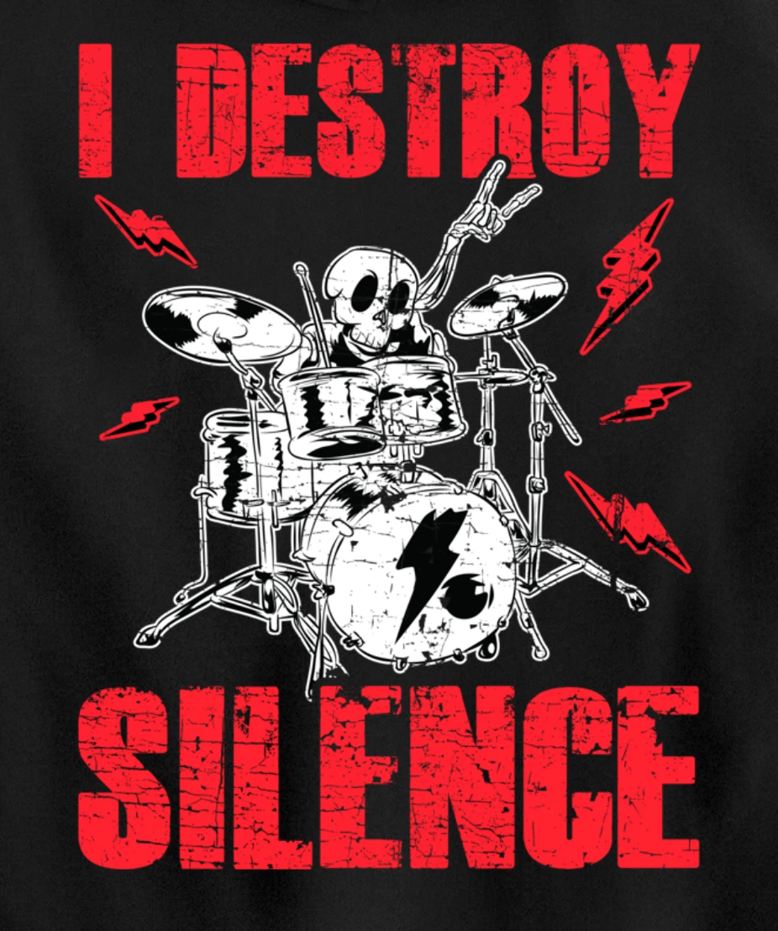 Funny I Destroy Silence Drummer Awesome Drumming Musician Pullover Hoodie