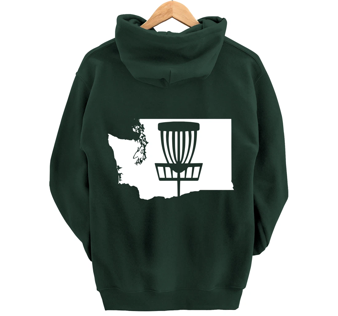 Washington Disc Golf State with Basket Graphic Pullover Hoodie
