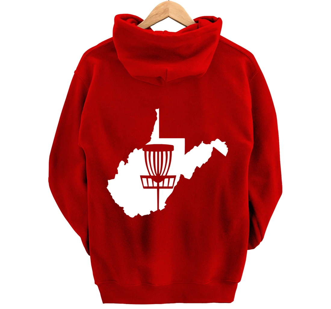 West Virginia Disc Golf State with Basket Graphic Pullover Hoodie