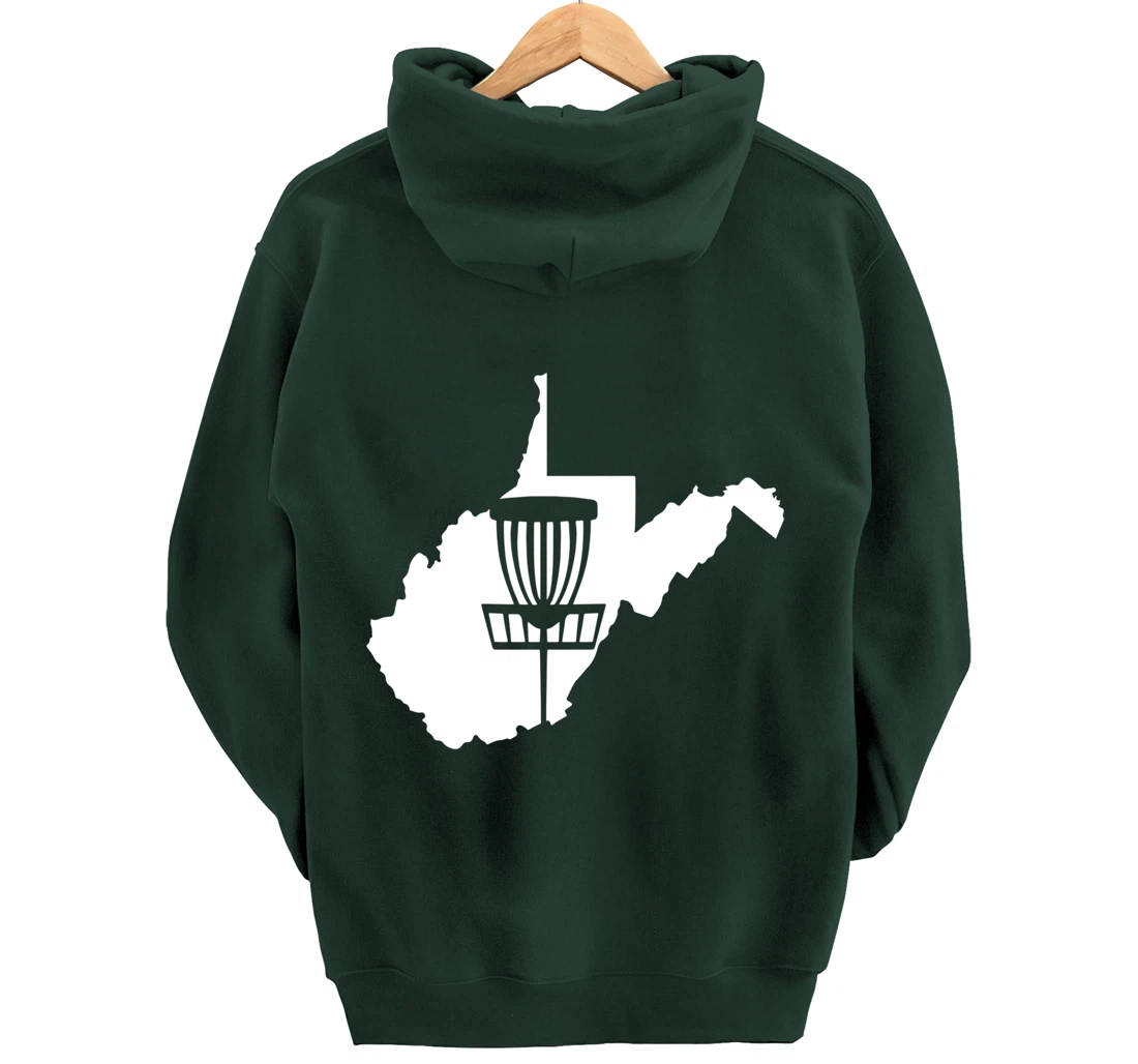 West Virginia Disc Golf State with Basket Graphic Pullover Hoodie