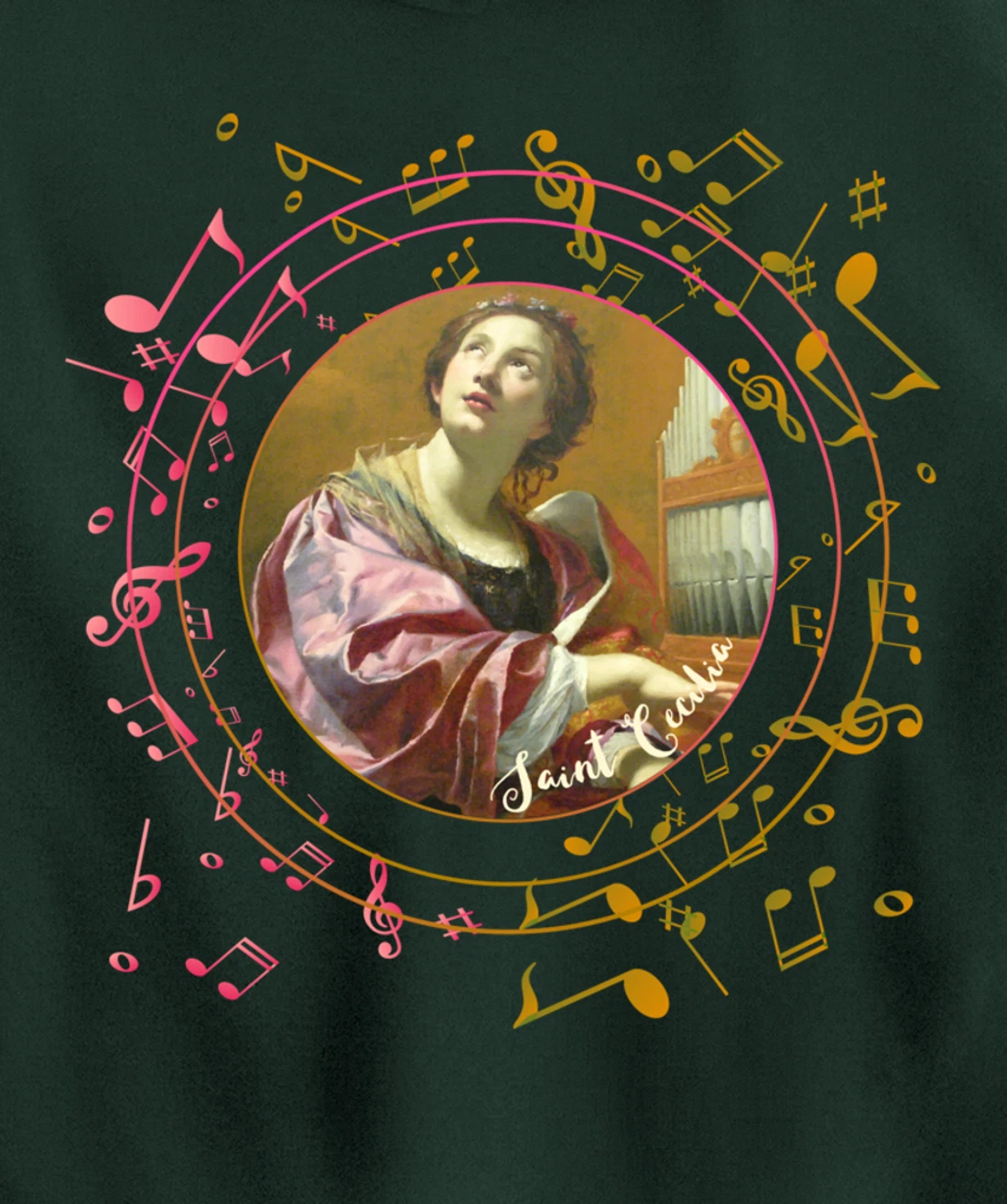 St Cecilia Patron Saint of Musicians Catholic Music Pullover Hoodie