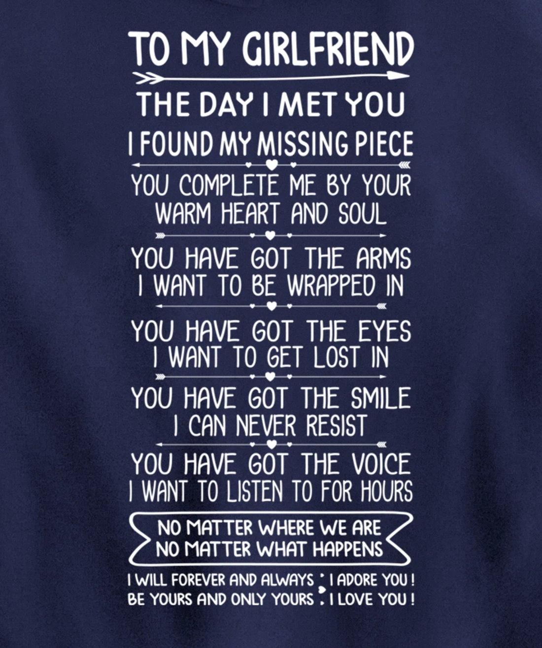 Funny Long Romantic Love Messages for Girlfriend Matching Pullover Hoodie