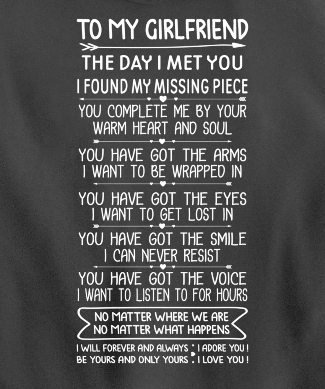 Funny Long Romantic Love Messages for Girlfriend Matching Pullover Hoodie