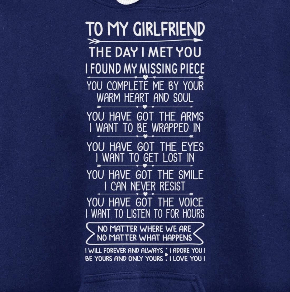 Funny Long Romantic Love Messages for Girlfriend Matching Pullover Hoodie