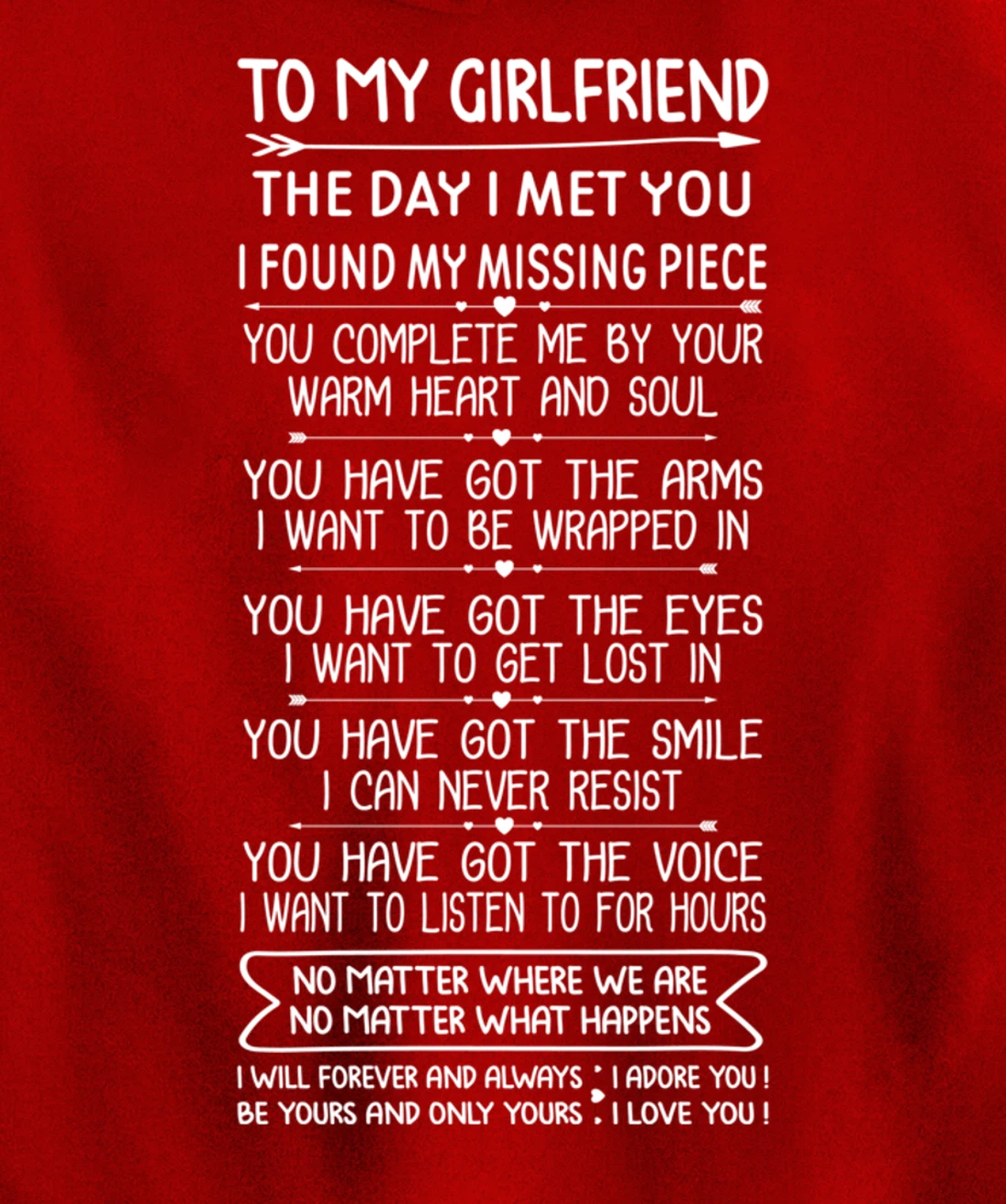 Funny Long Romantic Love Messages for Girlfriend Matching Pullover Hoodie