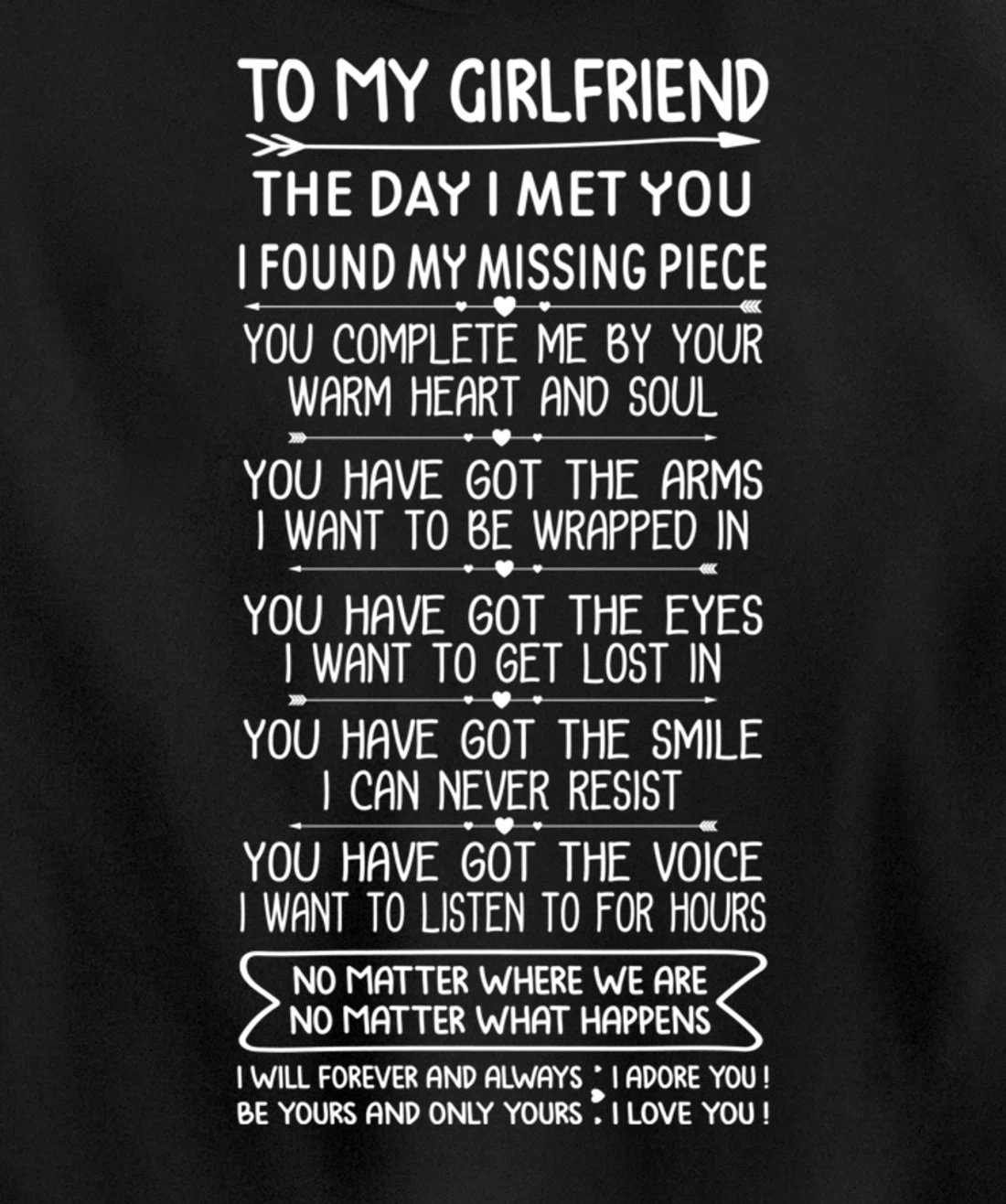 Funny Long Romantic Love Messages for Girlfriend Matching Pullover Hoodie