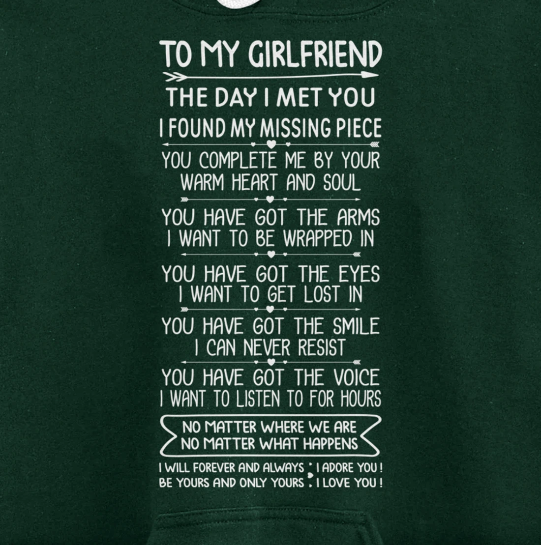 Funny Long Romantic Love Messages for Girlfriend Matching Pullover Hoodie