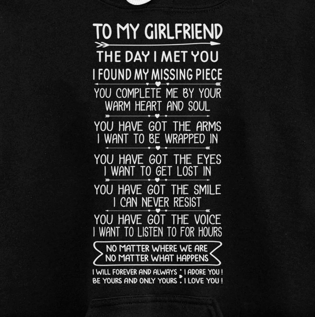Funny Long Romantic Love Messages for Girlfriend Matching Pullover Hoodie