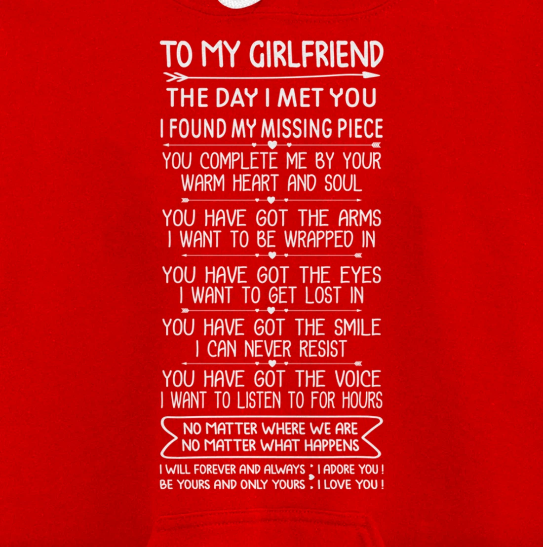 Funny Long Romantic Love Messages for Girlfriend Matching Pullover Hoodie