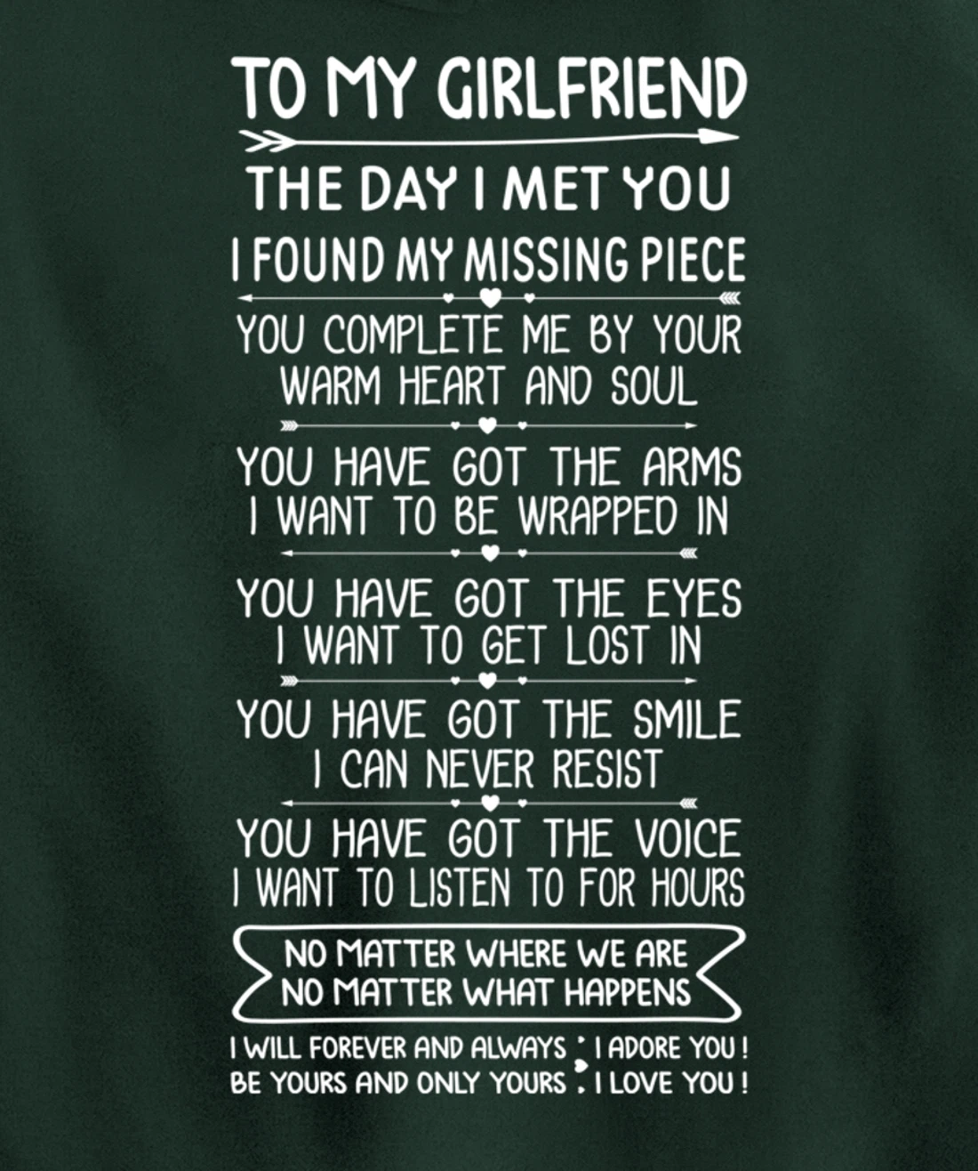 Funny Long Romantic Love Messages for Girlfriend Matching Pullover Hoodie