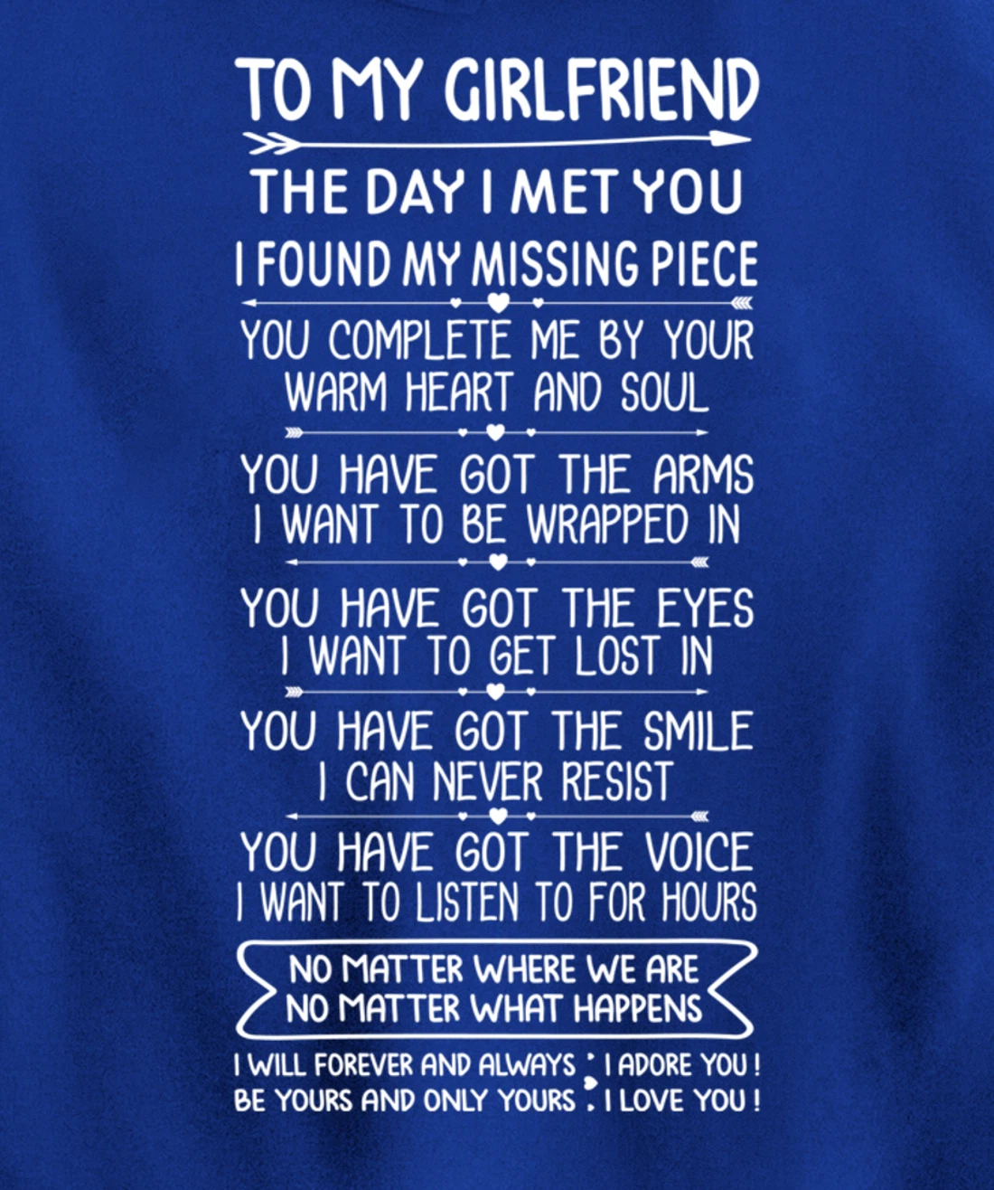 Funny Long Romantic Love Messages for Girlfriend Matching Pullover Hoodie