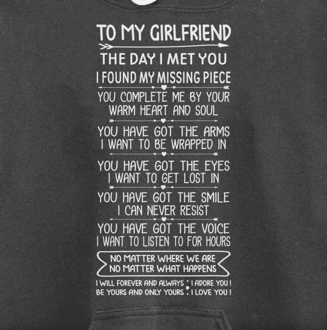 Funny Long Romantic Love Messages for Girlfriend Matching Pullover Hoodie