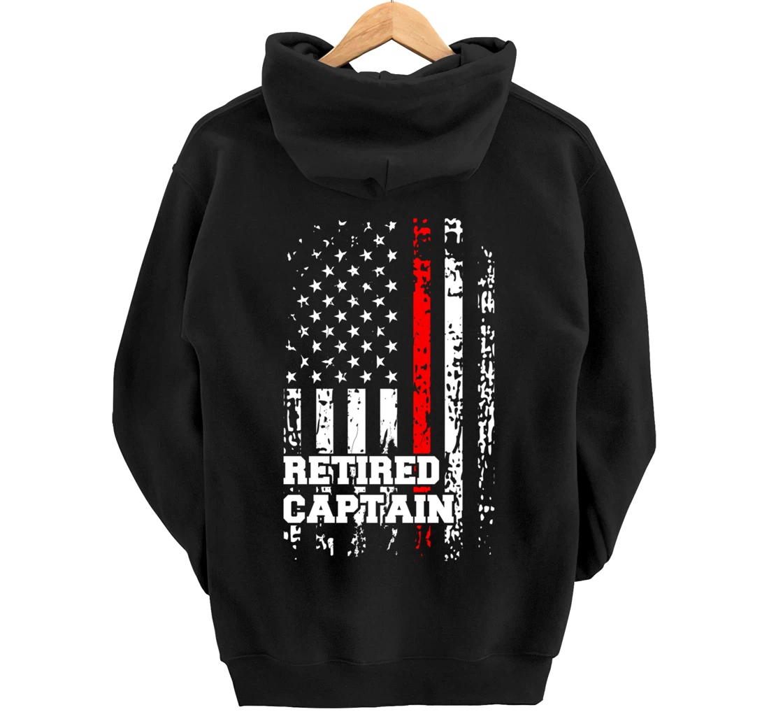 Retired Firefighter Captain Shirt Rank Retirement Gift Pullover Hoodie