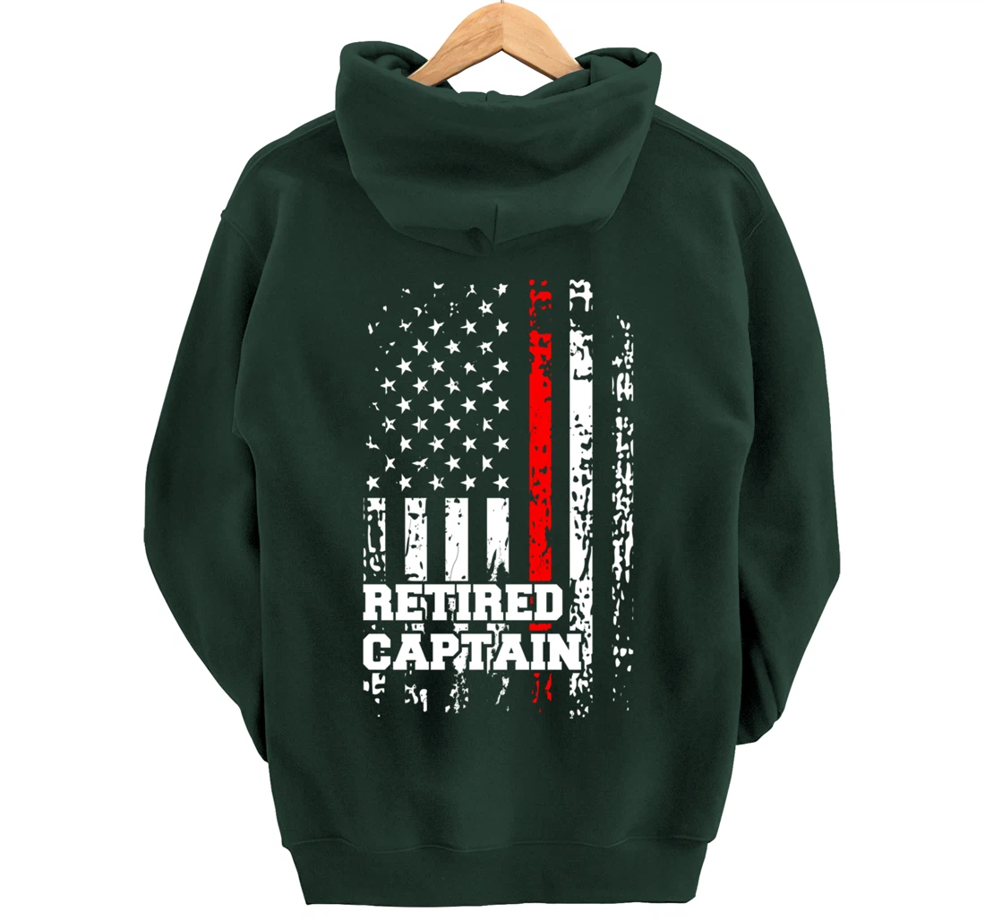 Retired Firefighter Captain Shirt Rank Retirement Gift Pullover Hoodie