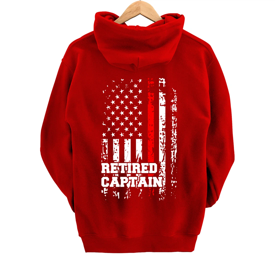 Retired Firefighter Captain Shirt Rank Retirement Gift Pullover Hoodie