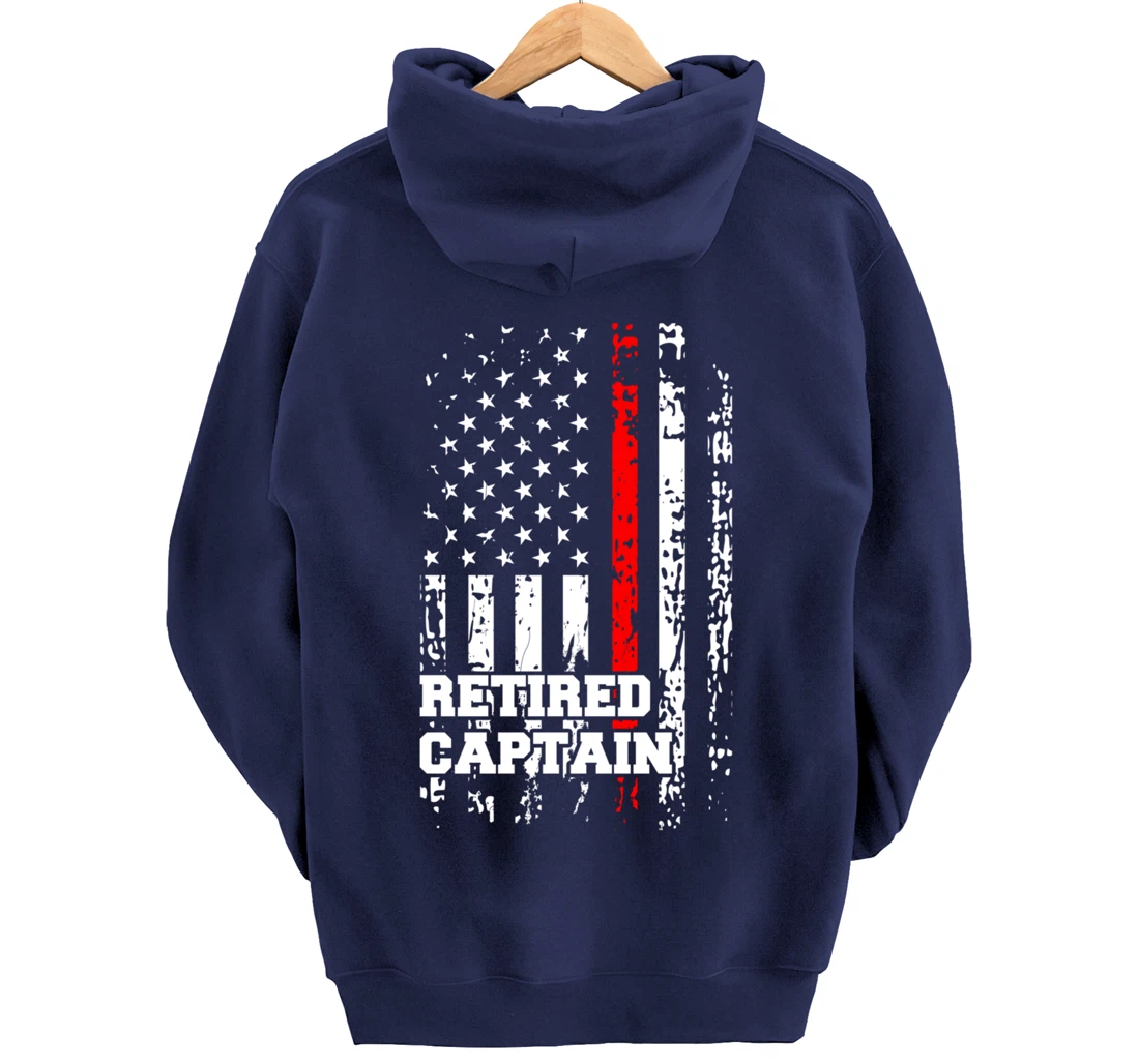 Retired Firefighter Captain Shirt Rank Retirement Gift Pullover Hoodie