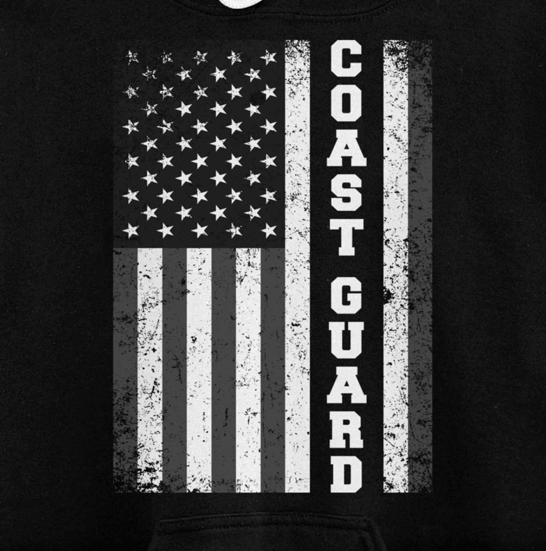 USA Coast Guard USCG Distressed American Flag Patriotic Pullover Hoodie