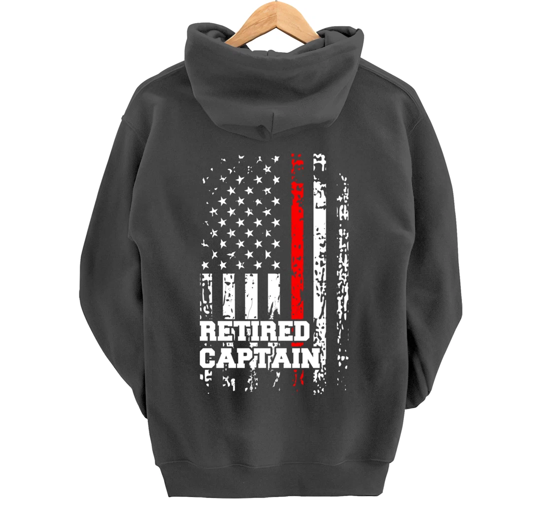 Retired Firefighter Captain Shirt Rank Retirement Gift Pullover Hoodie