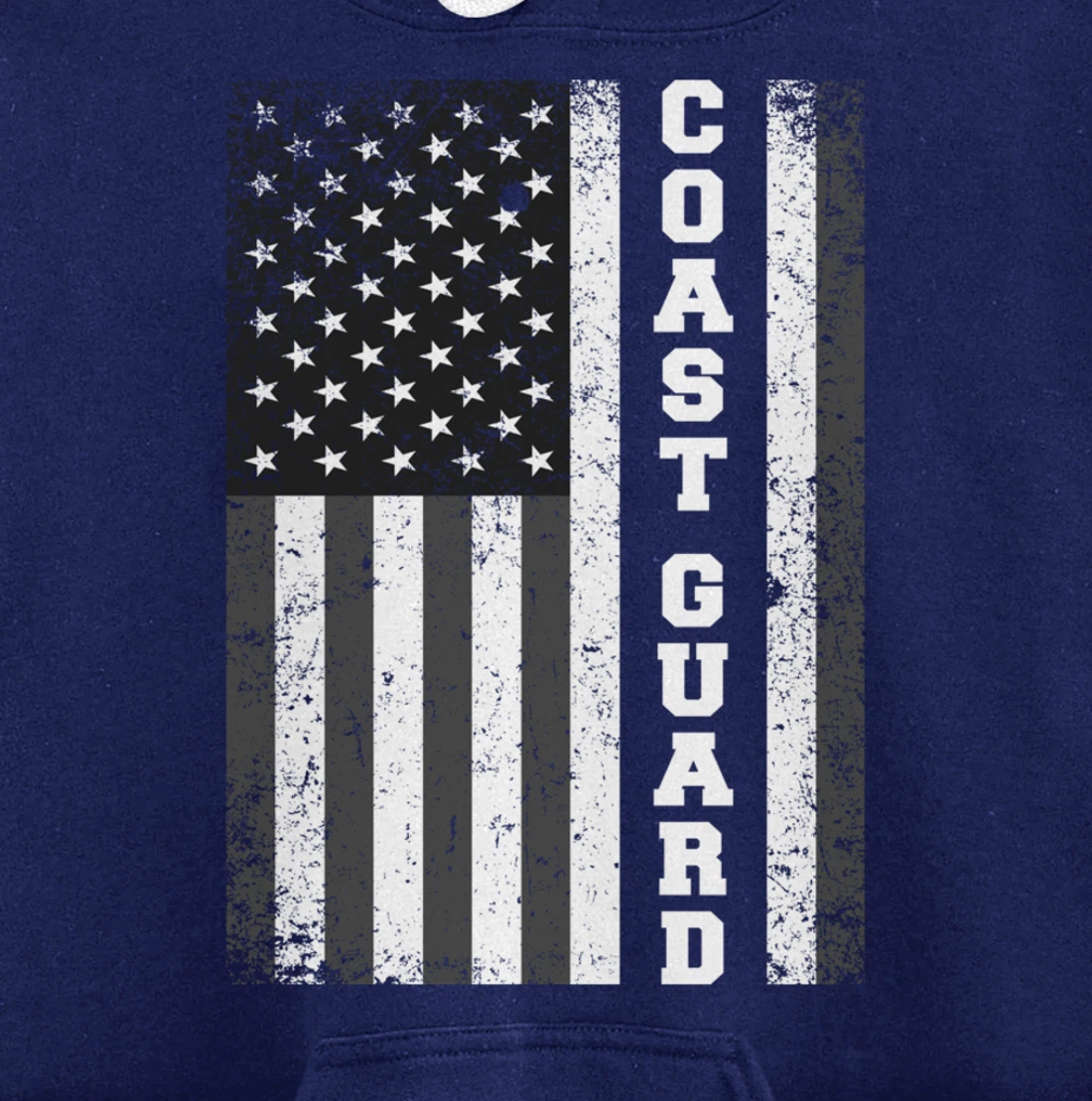 USA Coast Guard USCG Distressed American Flag Patriotic Pullover Hoodie