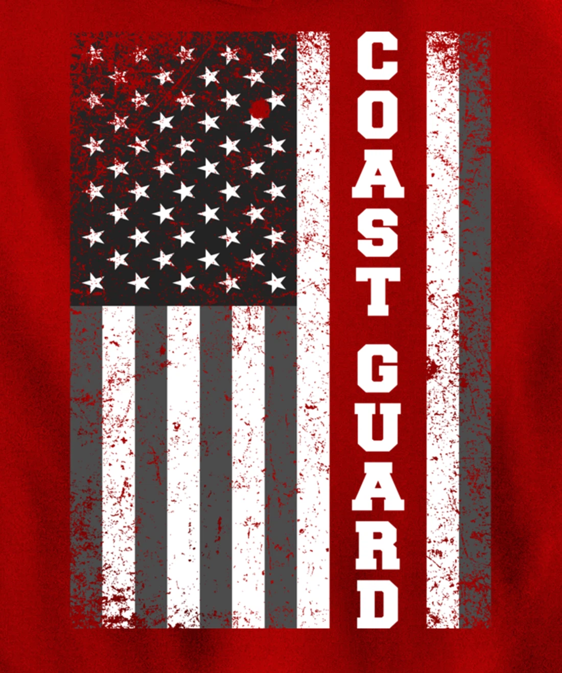 USA Coast Guard USCG Distressed American Flag Patriotic Pullover Hoodie