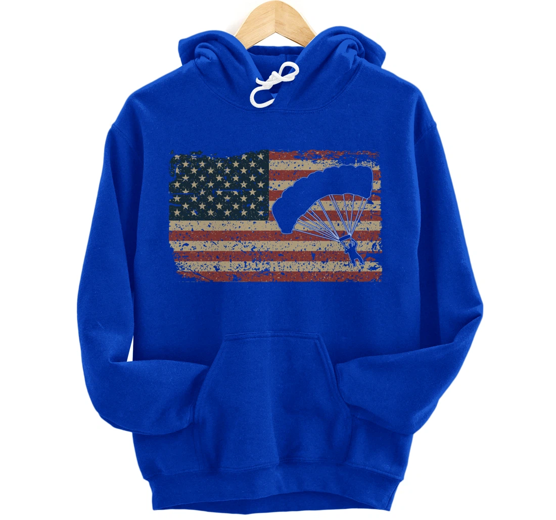 Skydiver America Flag Gift Parachutist Skydive Parachute Pullover Hoodie