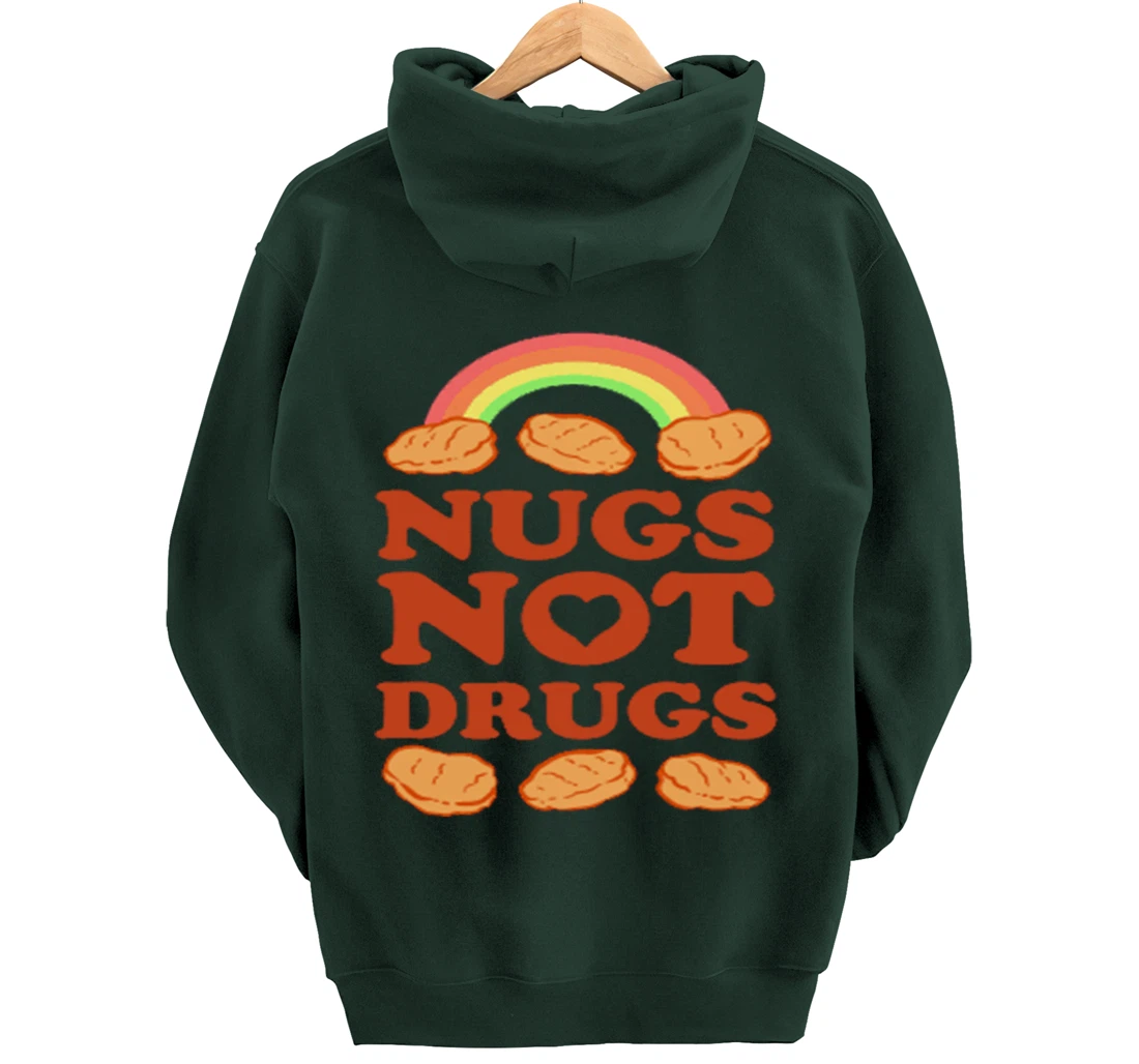 Nugs Not Drugs Costume, Fast Food Pun, Funny Chicken Nugget Pullover Hoodie
